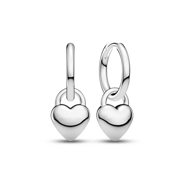Sterling Silver Julia Puff Heart Dangle Hoop Earrings Dickinson Jewelers Dunkirk, MD