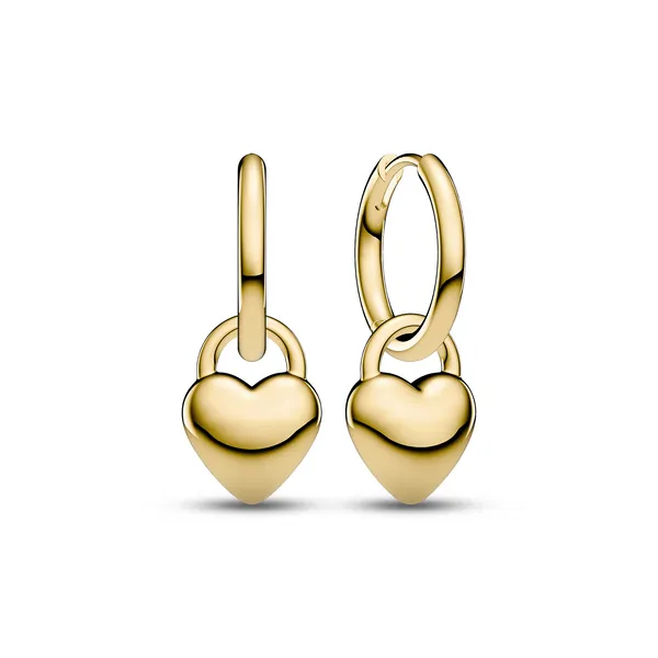 18k Gold Plated Julia Puff Heart Dangle Hoop Earrings Dickinson Jewelers Dunkirk, MD