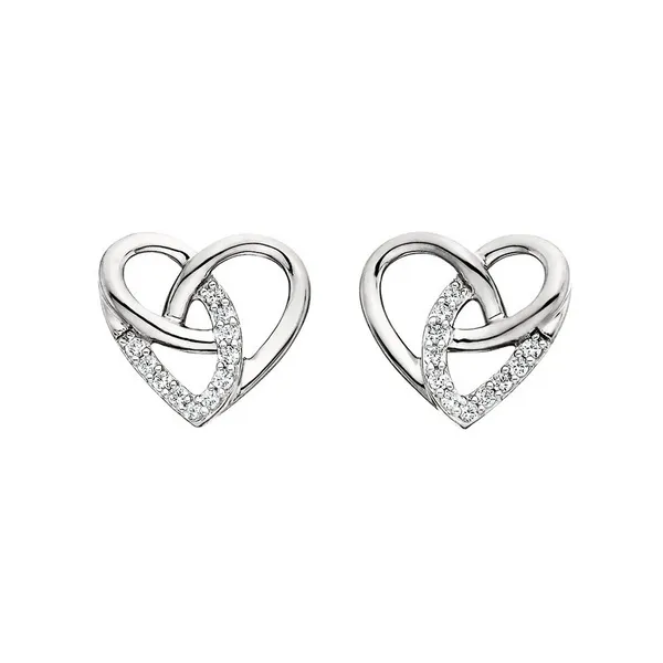 Sterling Silver .11tdw Intertwined Heart Post Earrings Dickinson Jewelers Dunkirk, MD