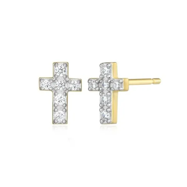 14k Gold Plated Pave Cross Post Earrings Dickinson Jewelers Dunkirk, MD