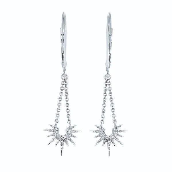 Sterling Silver Diamond Sunshine Leverback Drop Earrings Dickinson Jewelers Dunkirk, MD