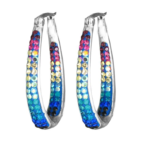 Sterling Silver Austrian Crystal Inside Outside Hoop Earrings Dickinson Jewelers Dunkirk, MD
