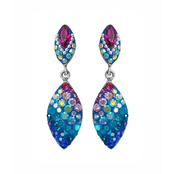 Sterling Silver Austrian Crystal Double Seed Dangle Stud Earrings Dickinson Jewelers Dunkirk, MD