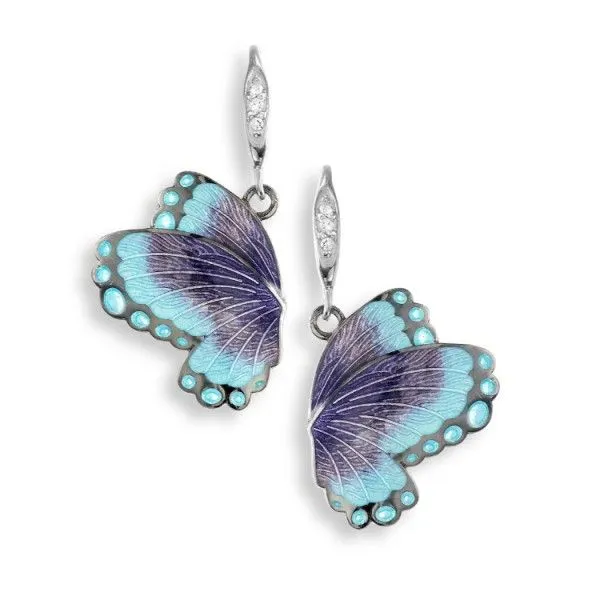Sterling Silver/Black Rhodium Purple and Blue Enamel Butterfly Earrings Dickinson Jewelers Dunkirk, MD