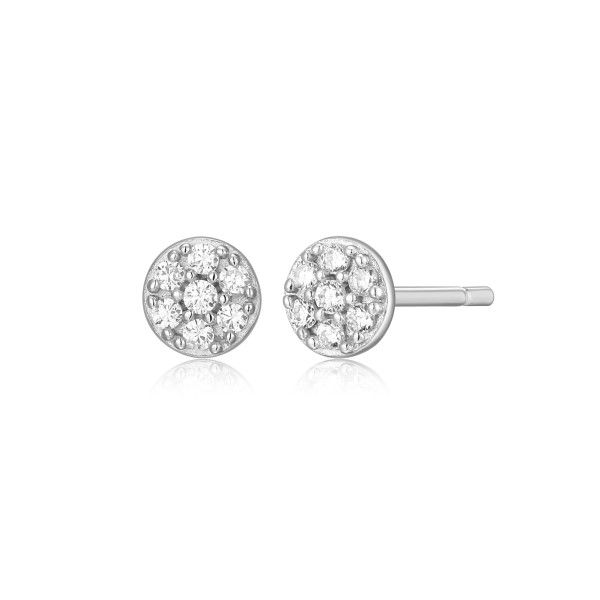 Sterling Silver LAB DIAMONDS Round Pave Stud Earrings Dickinson Jewelers Dunkirk, MD