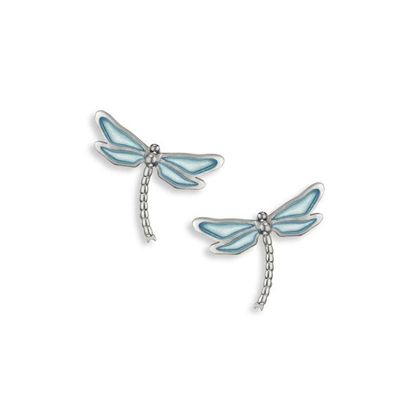 Sterling Silver Blue Plique-a Jour Dragonfly Earrings Dickinson Jewelers Dunkirk, MD