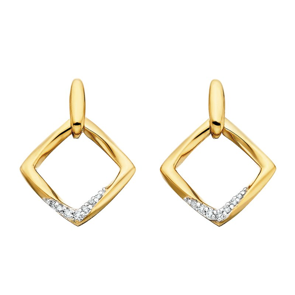 Gold Vermeil White Sapphire Square Post Earrings Dickinson Jewelers Dunkirk, MD