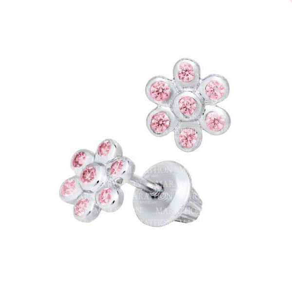 Child's Sterling Silver Flower Stud Earrings Dickinson Jewelers Dunkirk, MD