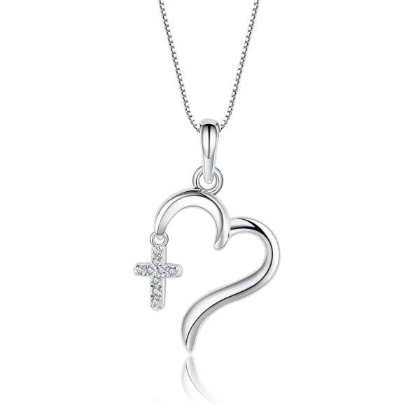 Sterling Silver Cross Heart Necklace Dickinson Jewelers Dunkirk, MD
