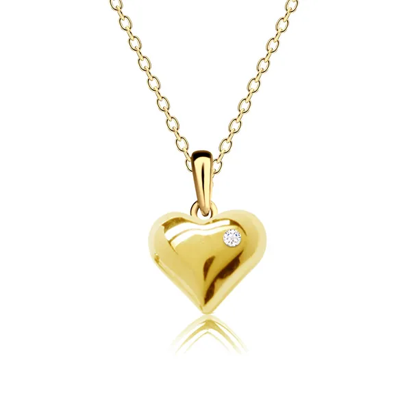 Child 14k Gold Plated Puff Heart CZ Necklace Dickinson Jewelers Dunkirk, MD