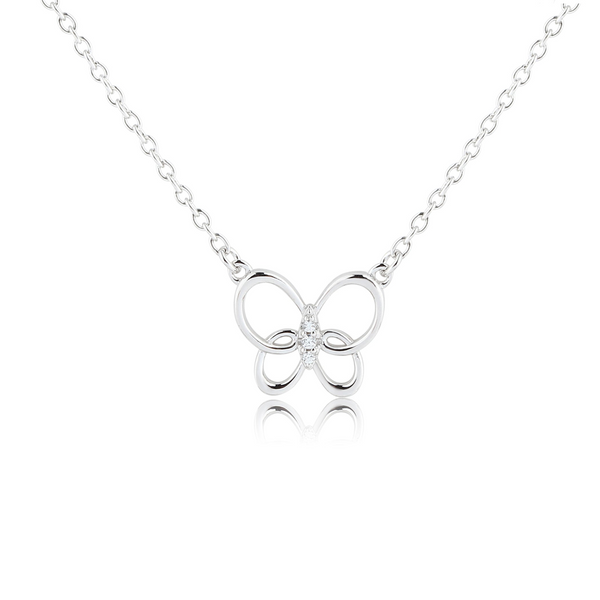 Sterling Silver Butterfly Necklace with CZ Dickinson Jewelers Dunkirk, MD