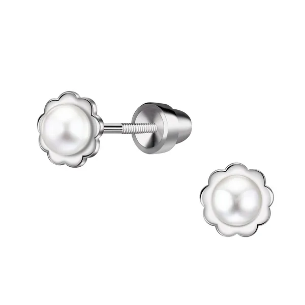 Sterling Silver Freshwater Pearl Scalloped Earrings Dickinson Jewelers Dunkirk, MD