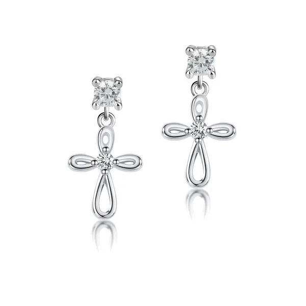 Sterling Silver CZ Infinity Cross Earrings Dickinson Jewelers Dunkirk, MD