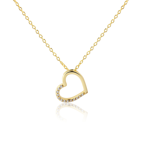 Gold Plated Clear CZ Floating Heart Pendant on Chain Dickinson Jewelers Dunkirk, MD