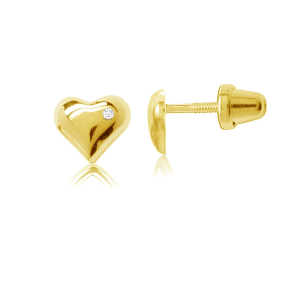 14k Gold Plated CZ Heart Screw Earrings Dickinson Jewelers Dunkirk, MD