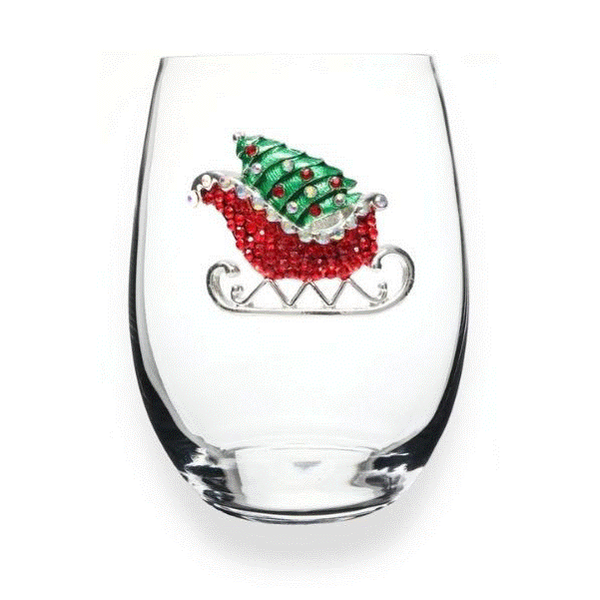 Christmas Sleigh Stemless Wine Glass Dickinson Jewelers Dunkirk, MD