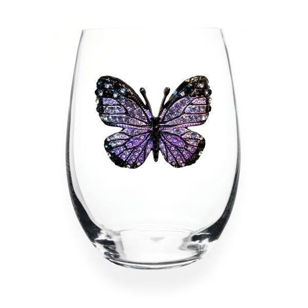 Purple Butterfly Stemless Wine Glass Dickinson Jewelers Dunkirk, MD