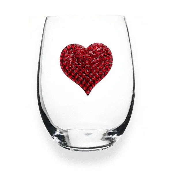 Red Heart Jeweled Stemless Wine Glass Dickinson Jewelers Dunkirk, MD