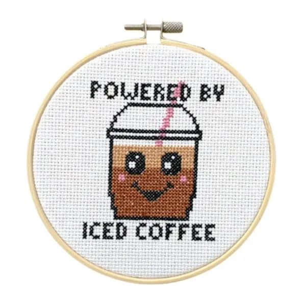 Powered By Iced Coffee Cross Stitch Kit Dickinson Jewelers Dunkirk, MD
