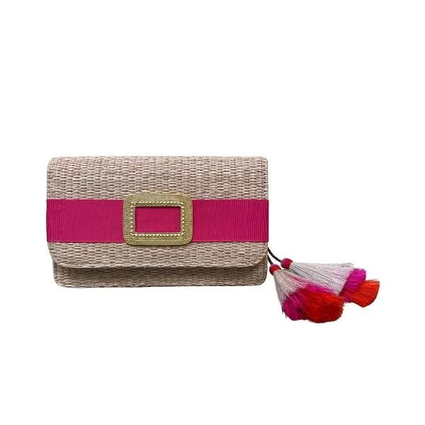 Pink straw clutch 2025