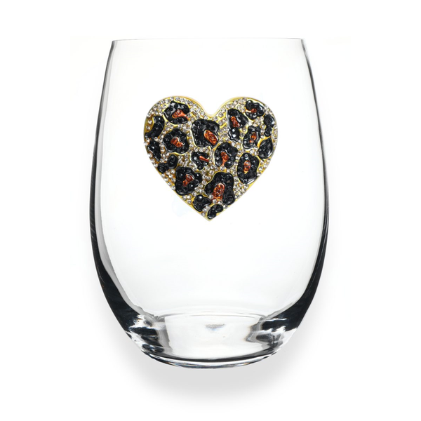 Leopard Heart Stemless Wine Glass Dickinson Jewelers Dunkirk, MD