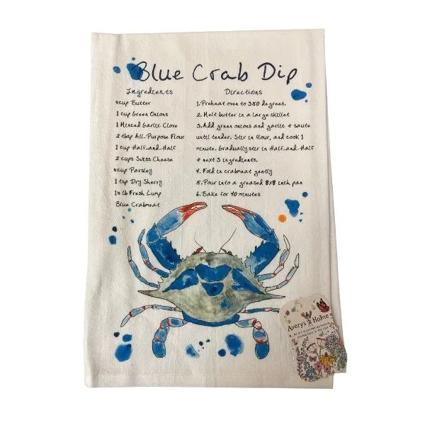 Blue Crab Dip Recipe Flour Sack Dish Towel Dickinson Jewelers Dunkirk, MD
