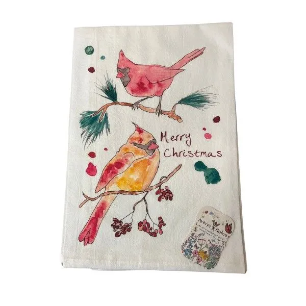 Cardinal Birds Merry Christmas Flour Sack Dish Towel Dickinson Jewelers Dunkirk, MD