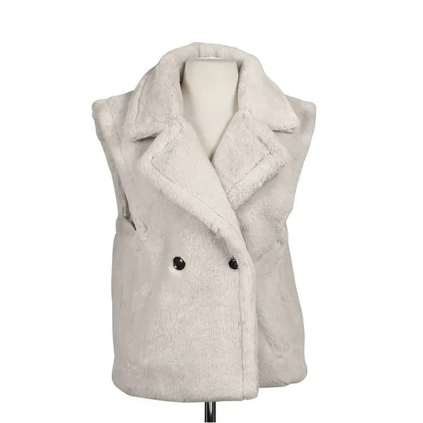Cream Faux Fur Front Collar Satin Lined Vest Dickinson Jewelers Dunkirk, MD