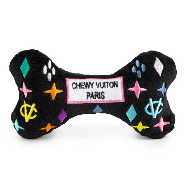 Black Monogram Chewy Vuiton Bone Squeaker Dog Toy Dickinson Jewelers Dunkirk, MD