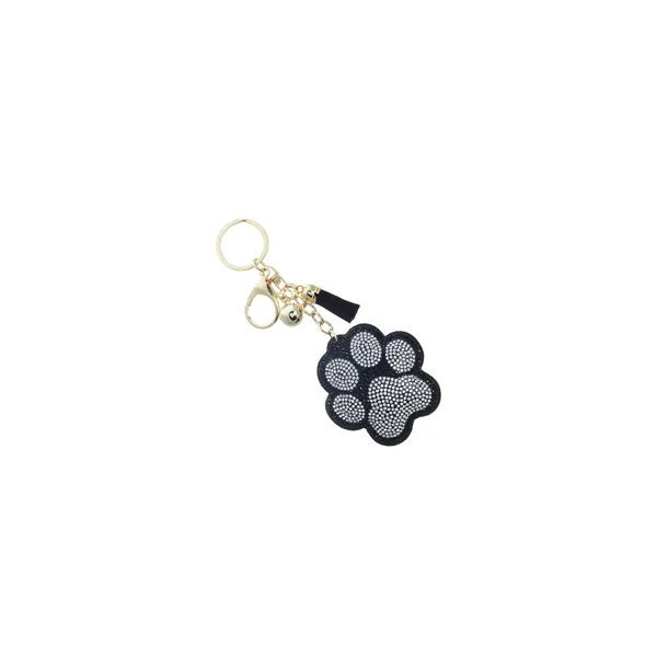 Glittering Black and White Paw Print Cushion Keychain Dickinson Jewelers Dunkirk, MD