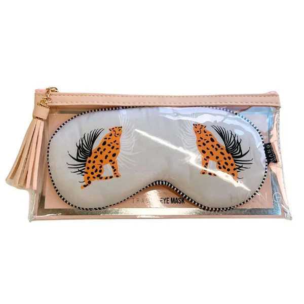 Cheetah Satin Eye Mask with Zipper Pouch Image 2 Dickinson Jewelers Dunkirk, MD