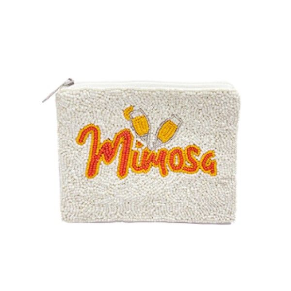 White Mimosa Beaded Coin Pouch Dickinson Jewelers Dunkirk, MD