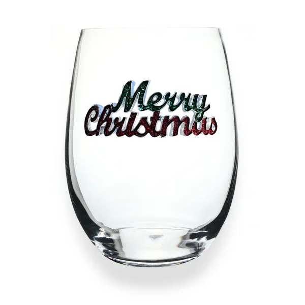 Merry Christmas Jeweled Stemless Wine Glass Dickinson Jewelers Dunkirk, MD