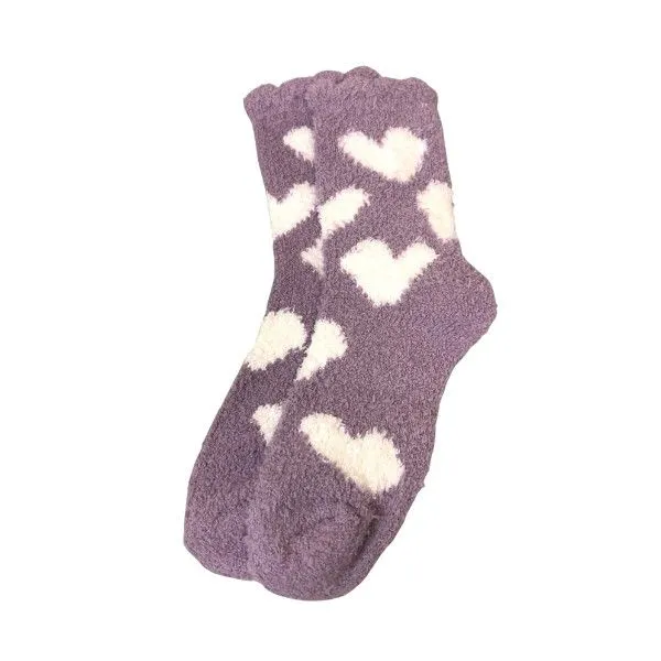 Boutique Gifts Valentine's Heart Fuzzy Socks - Purple Dickinson Jewelers Dunkirk, MD