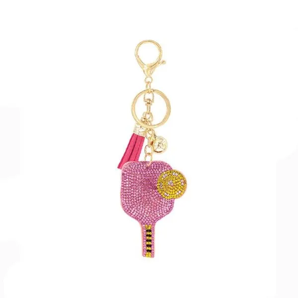 Pink Crystal Pickleball Puff Keychain Dickinson Jewelers Dunkirk, MD