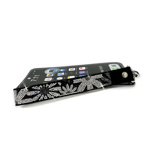 Jacqueline Kent Flower Power Black Crystals Phone Wrist Lanyard Dickinson Jewelers Dunkirk, MD