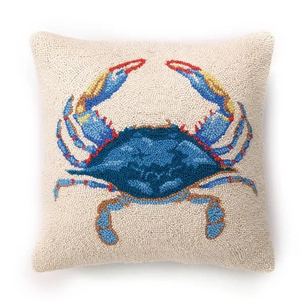 Boutique Gifts Blue Crab Wool Hook Pillow Dickinson Jewelers Dunkirk, MD