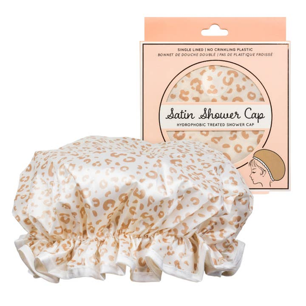 Rose Gold Leopard Satin Shower Cap in Boutique Gifts Dickinson Jewelers Dunkirk, MD