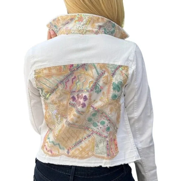 Stacey Bradley Design White Denim Jacket Let's Sparkle - Large Dickinson Jewelers Dunkirk, MD