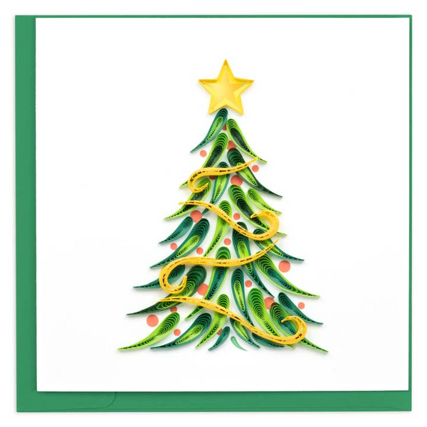 Handmade Quilled "Gold Garland Christmas Tree" Greeting Card Dickinson Jewelers Dunkirk, MD