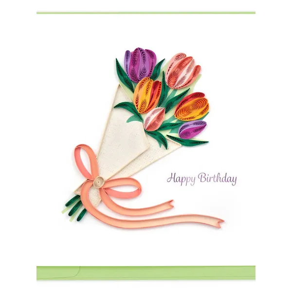 Handmade Quilled Birthday Tulip Bouquet Greeting Card Dickinson Jewelers Dunkirk, MD