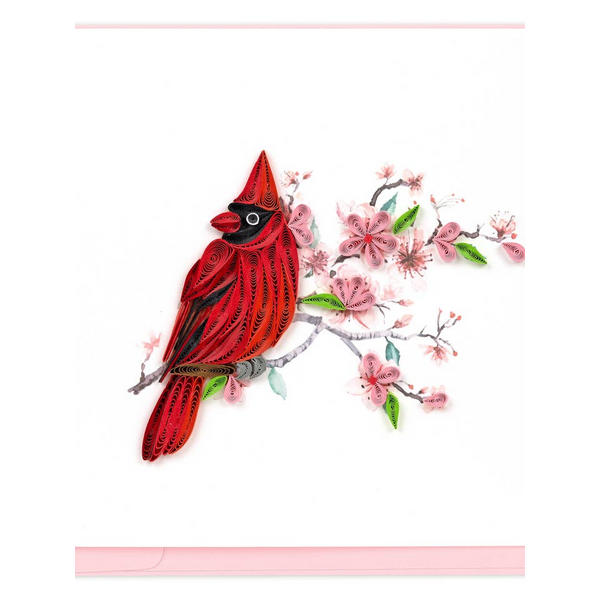 Handmade Quilled Cardinal and Cherry Blossom Greeting Card Dickinson Jewelers Dunkirk, MD