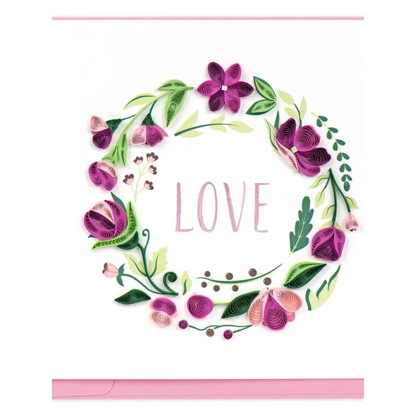 Handmade Quilled LOVE Floral Wreath Greeting Card in Boutique Gifts Dickinson Jewelers Dunkirk, MD