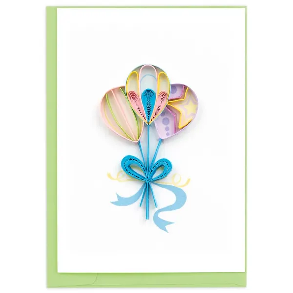 Handmade Quilled Mini Greeting Card in Colorful Balloons Theme Dickinson Jewelers Dunkirk, MD