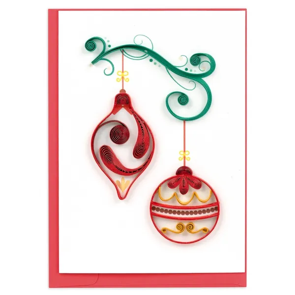 Handmade Quilled Red and Gold Ornaments Mini Greeting Card Dickinson Jewelers Dunkirk, MD