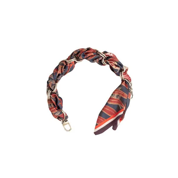 Genuine Italian Leather Butterfly Mini Bag in Camel with Red Scarf Chain Image 2 Dickinson Jewelers Dunkirk, MD