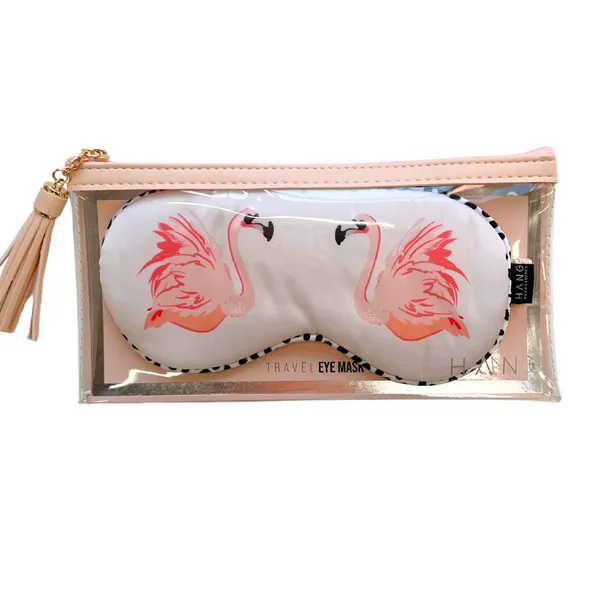Flamingo Satin Eye Mask with Zipper Pouch Image 2 Dickinson Jewelers Dunkirk, MD