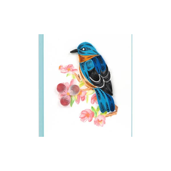 Handmade Quilled Bluebird on Flower Branch Mini Greeting Card Dickinson Jewelers Dunkirk, MD