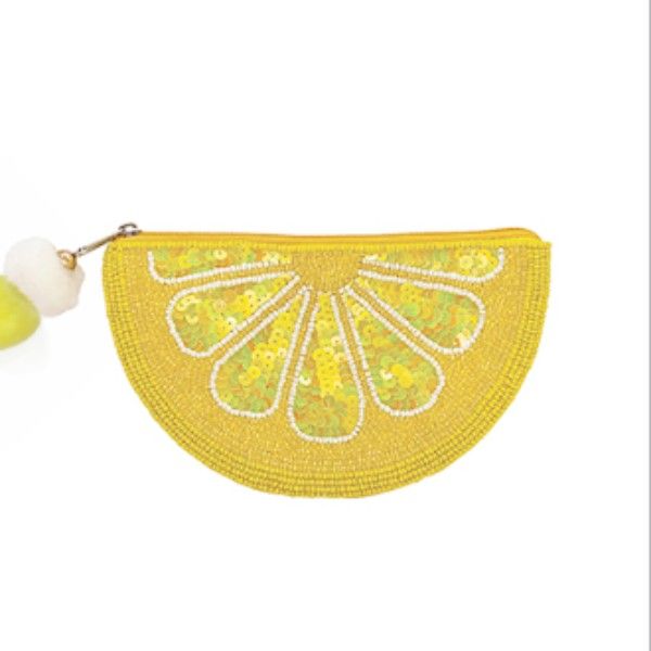 Beaded Coin Pouch in Yellow Lemon Motif Dickinson Jewelers Dunkirk, MD