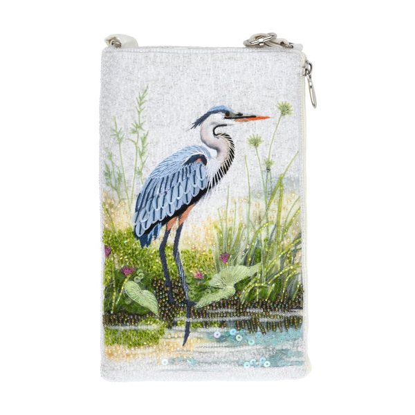 Women's Silver Hand Beaded Heron Club Bag 4.5"W x 7.5"H Dickinson Jewelers Dunkirk, MD